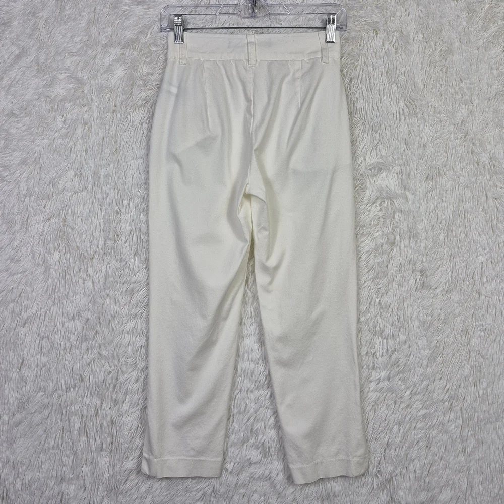 Boston Proper Sz 2 White Pull On Crop Pants Classic Preppy Resort‎ Old Money